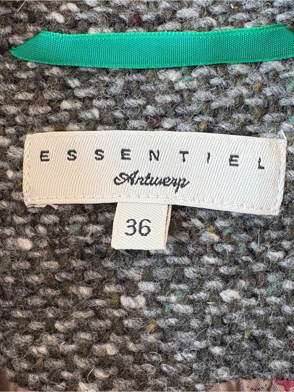 Essentiel Antwerp sz 6 Equestrian style Wool Blend Tweed Blazer Velvet Trim - Picture 3 of 7